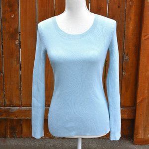 Eddie Bauer Sea Blue/Green Aqua Lightweight Ribbed Scoop Neck Top Size XS